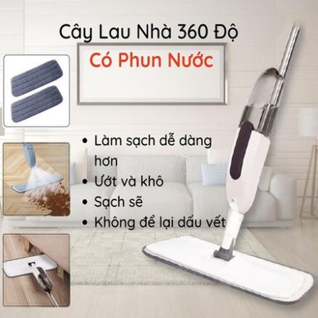 Chổi lau nhà phun sương xoay 360 độ , cây lau nhà thông minh phun sương