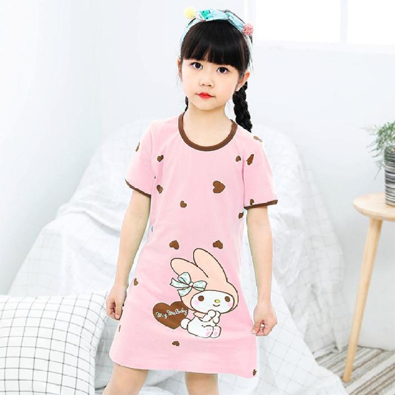 Nơi bán Đầm ngủ bé gái cotton mát mẻ hình thỏ cute cho bé 4-10 tuổi – DN001