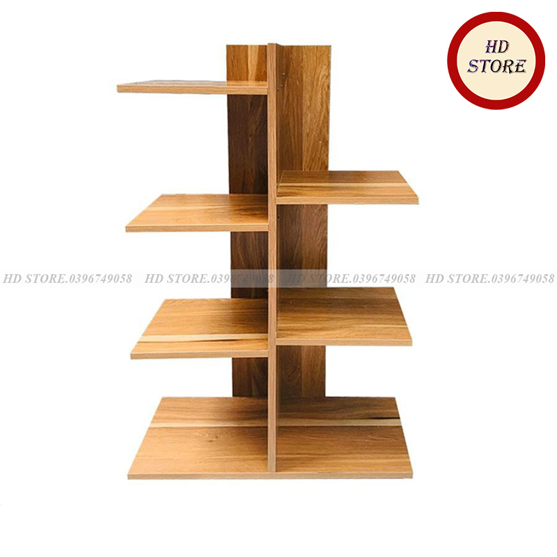 Kệ Sách Vân Gỗ Vuông 5 Tầng - Lắp Ghép