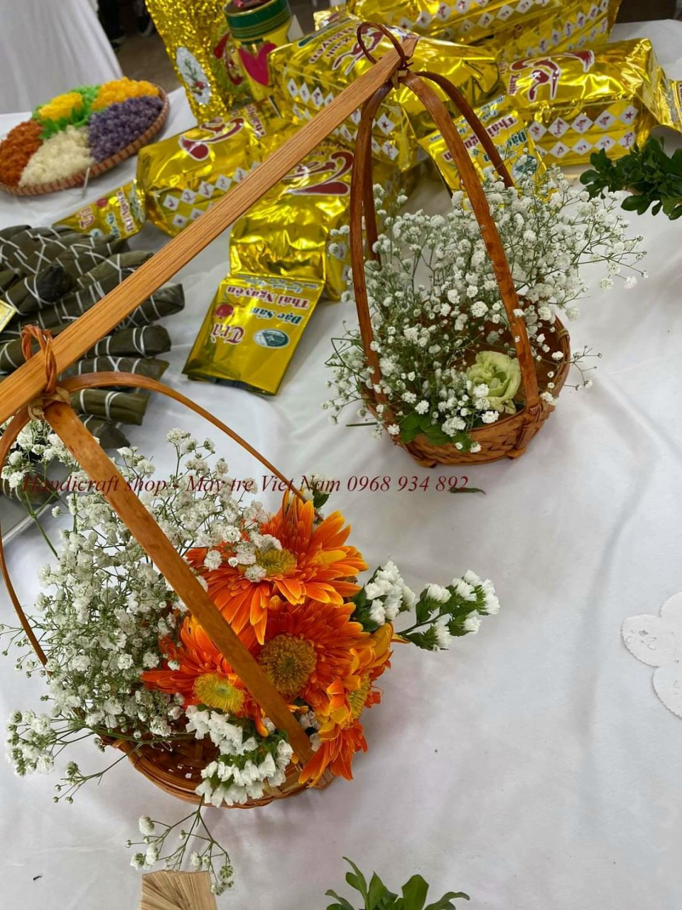 Bộ quang gánh đựng hoa, trang trí