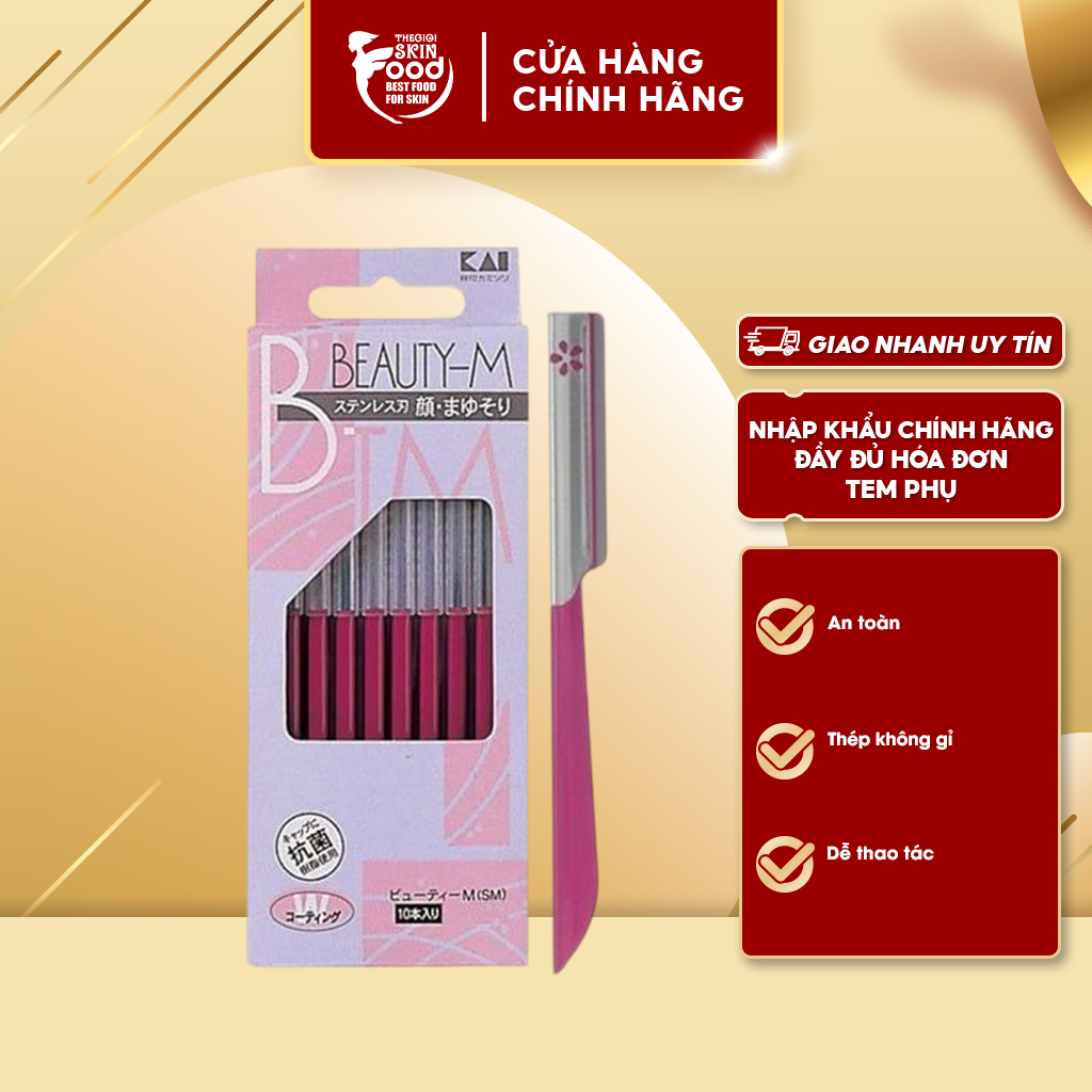 Dao Cạo Lông Mặt, Mày Kai Beauty-M Razor (Lưỡi Dao Trơn) - Set 10 Cái