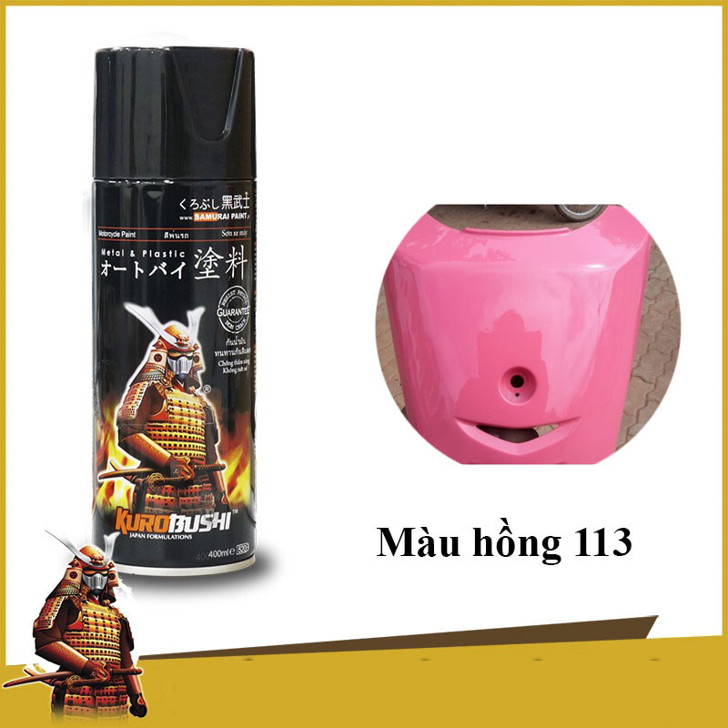 113 _ chai sơn xịt sơn xe máy samurai 113 màu hồng _ pink