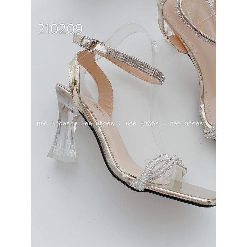 Sandal dây kim tuyến gót trong 7cm
