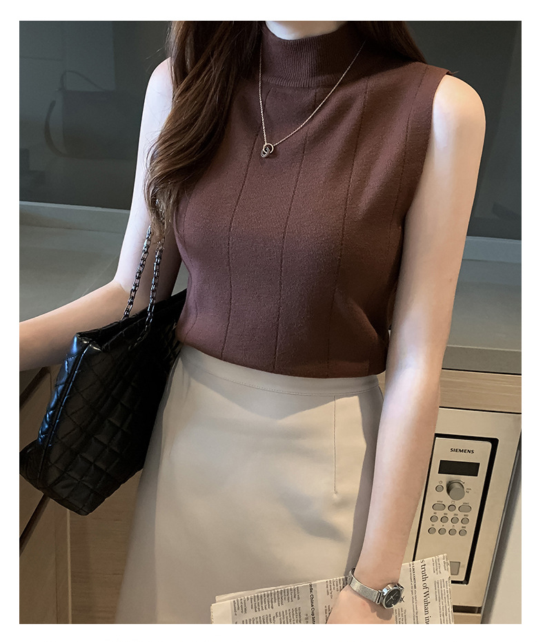 Áo len cổ cao sát nách