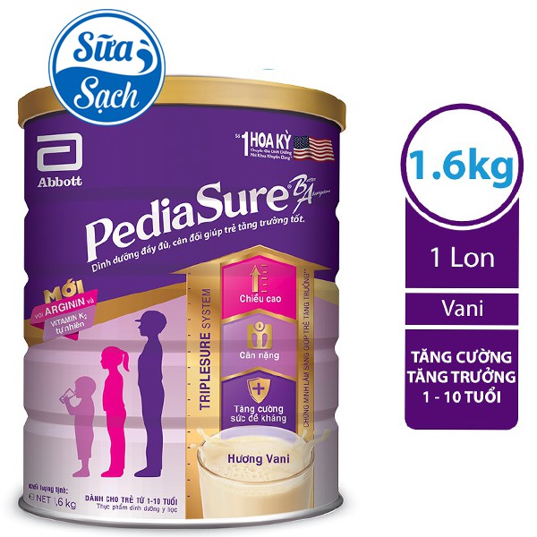 Sữa bột pediasure b/a hương vani 1.6kg date mới