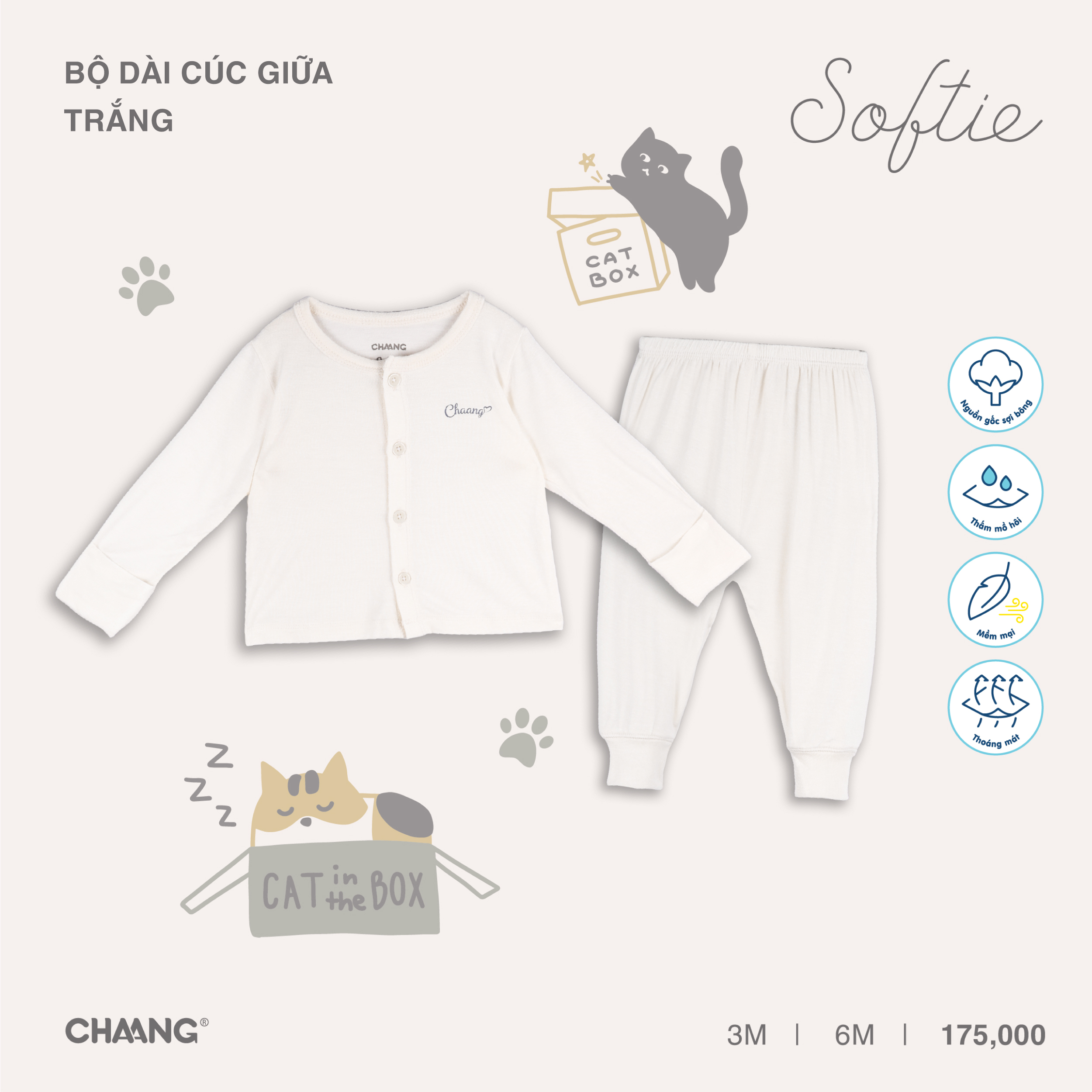 [CHAANG] Bộ dài cúc giữa Mèo Chaang
