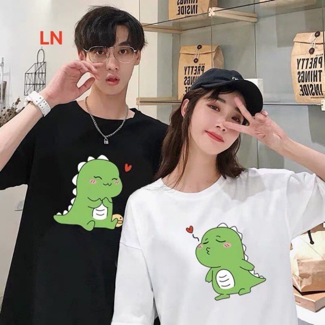 Áo Thun Đôi Áo Cặp In Khủng Long Bắn Tim