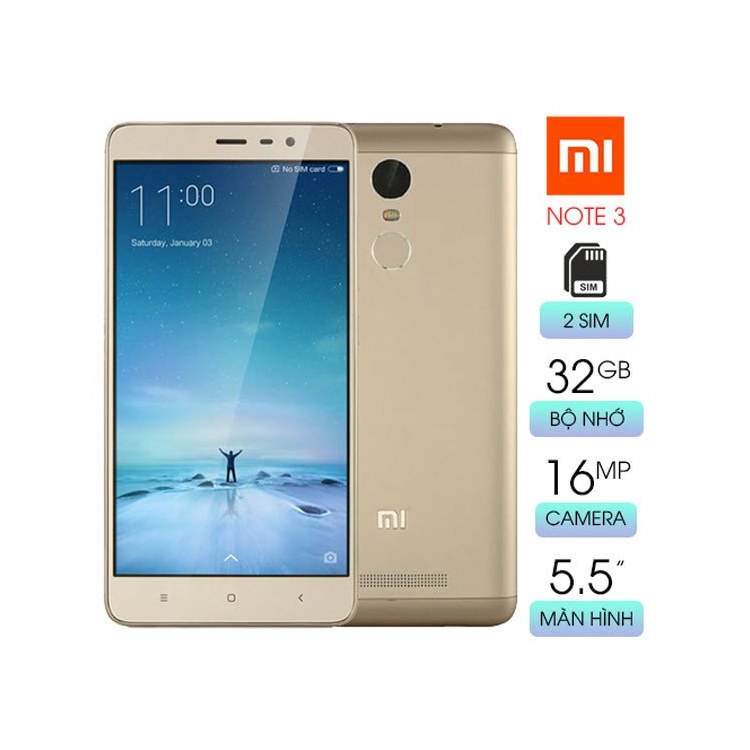 Điện thoại smartphone xiaomi redmi note 3 2gb/16gb vàng - bảo hành 1 đổi 1