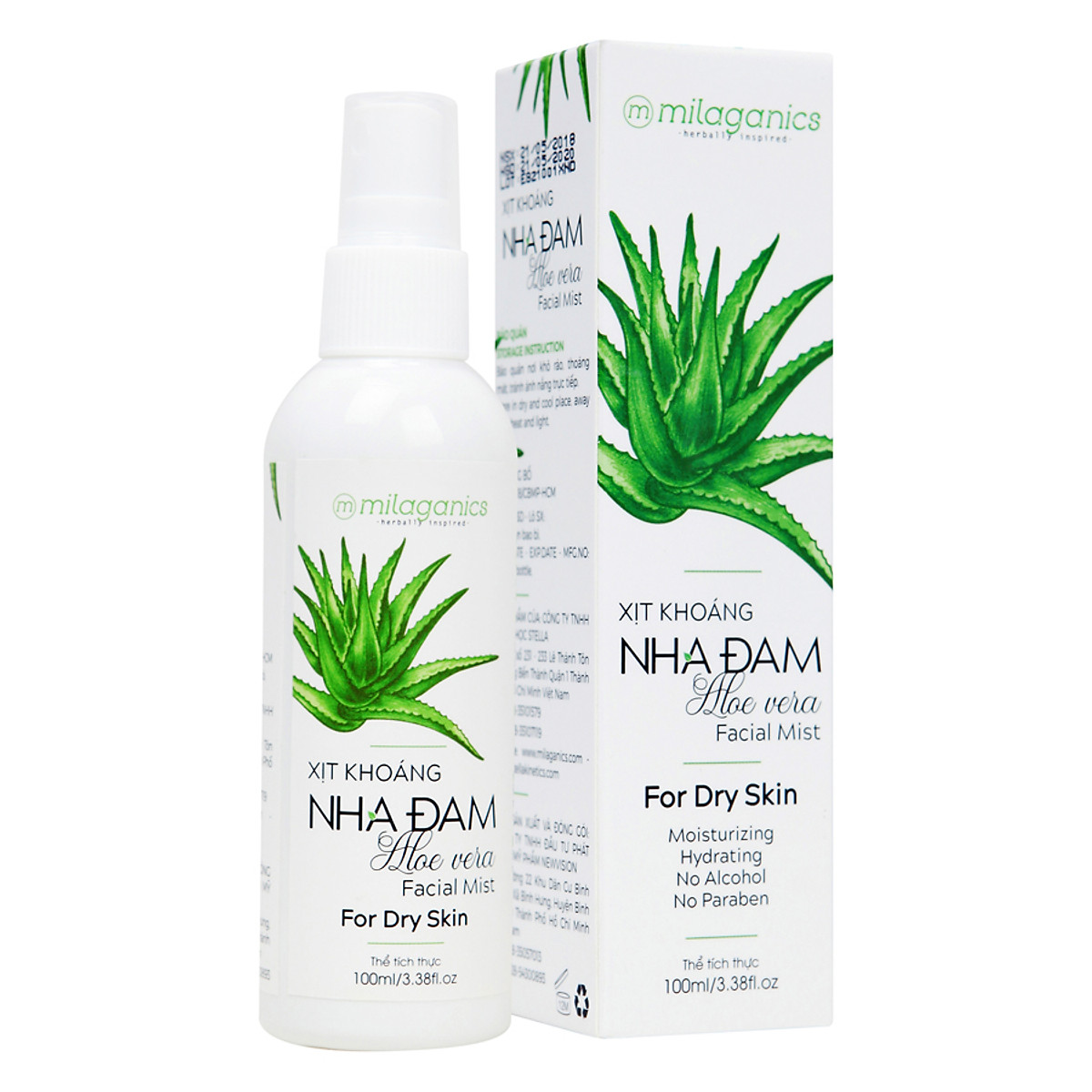 Xịt Khoáng Nha Đam Milganics 100ml