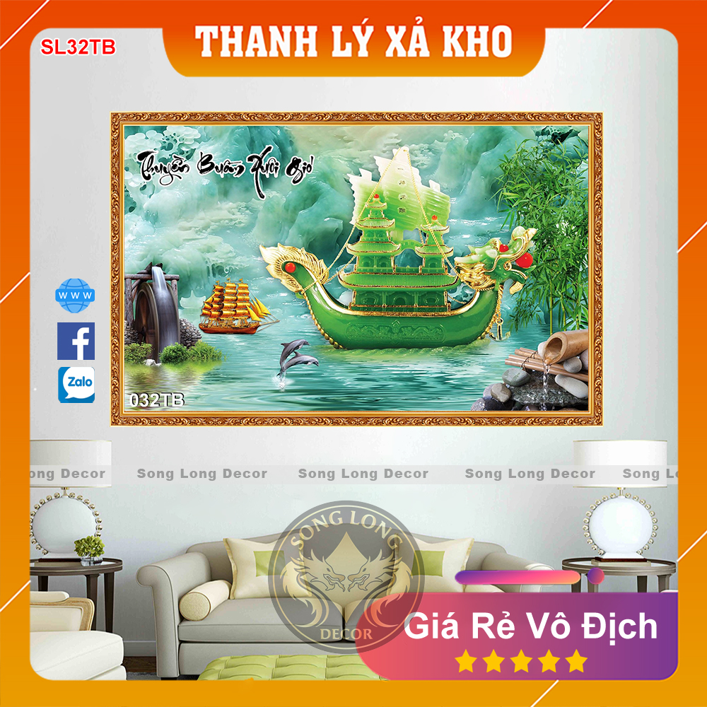 Tranh Dán Tường Thuận Buồm Xuôi Gió- SL32TB- Tranh 3d Phong Thủy - Song Long Decor