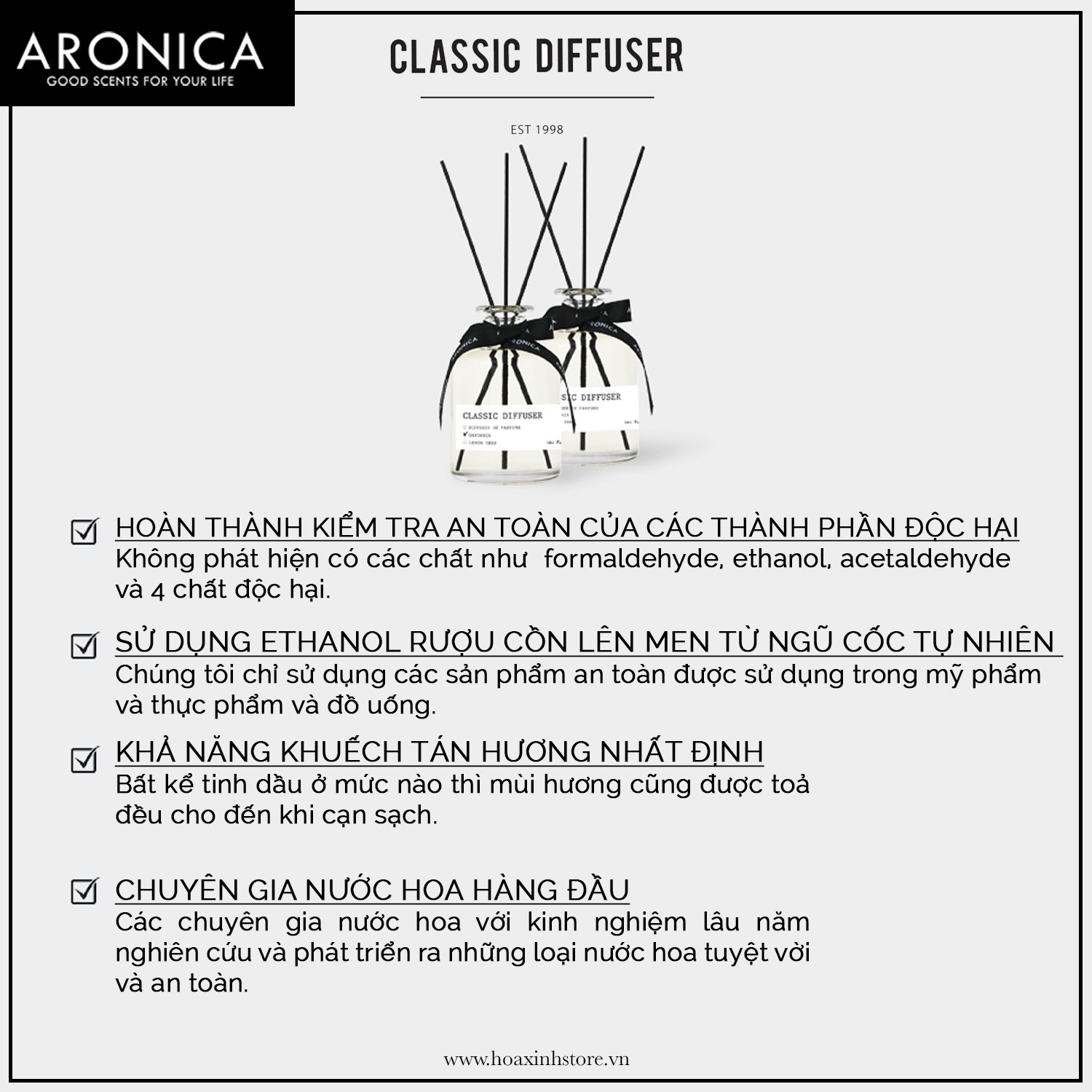 Tinh Dầu Khuếch Tán Cao Cấp Aronica Classic Diffuser 300ml - Nhập Khẩu Hàn Quốc