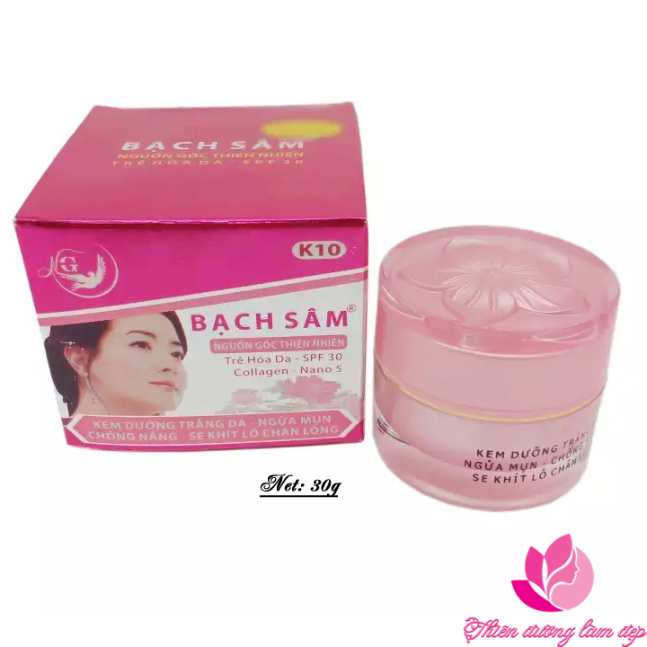 Kem BẠCH SÂM NHAU THAI CỪU K10 Kem dưỡng trắng da ngừa mụn cám chống nắng dưỡng da se khít lỗ chân lông (30g)