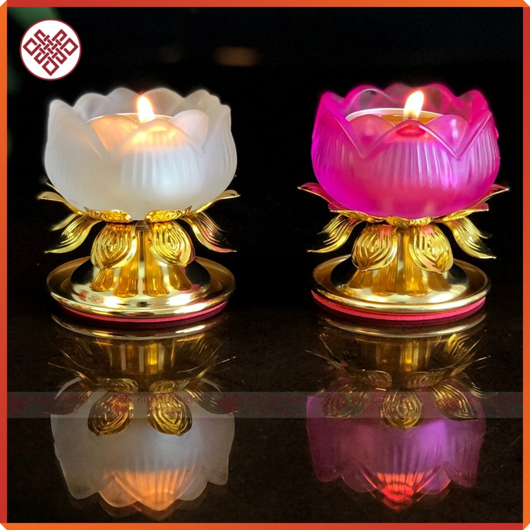 Chân đèn đồ thờ cúng [Kim Cương Hỷ Lạc]  lưu ly đế hợp kim