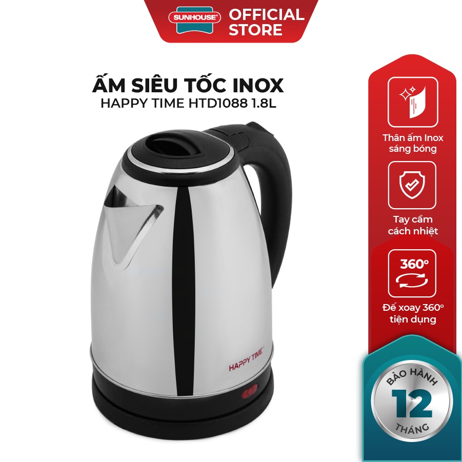 Ấm siêu tốc sôi nhanh sunhouse happy time – bình đun nước siêu tốc 2l