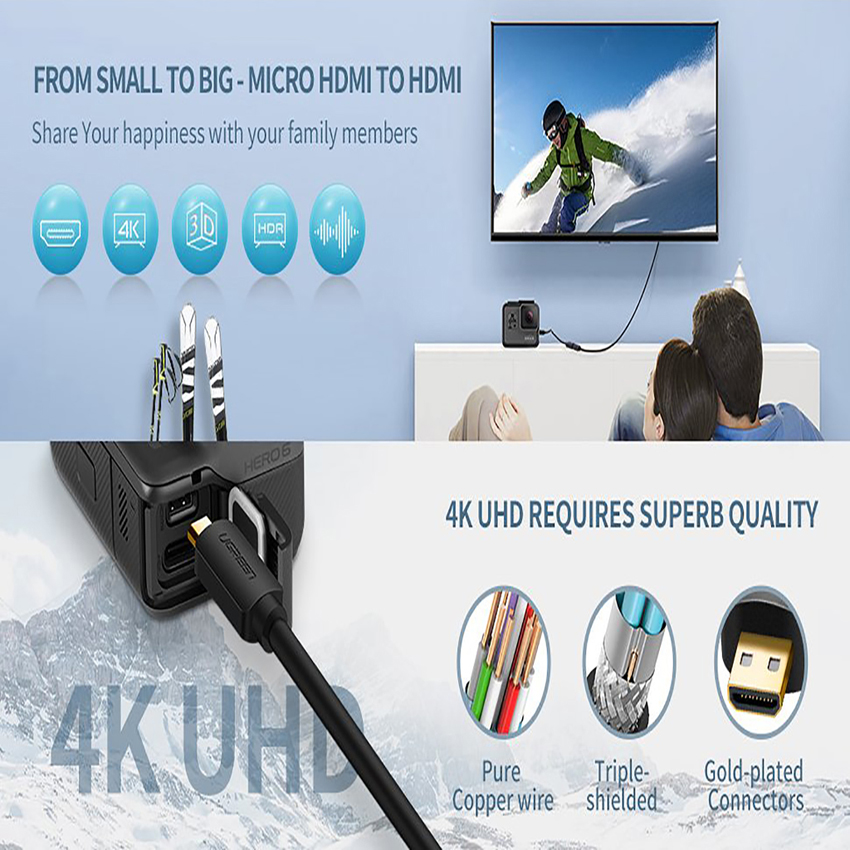 Cáp Micro HDMI sang HDMI Đầu Âm Cao Cấp Ugreen 20134