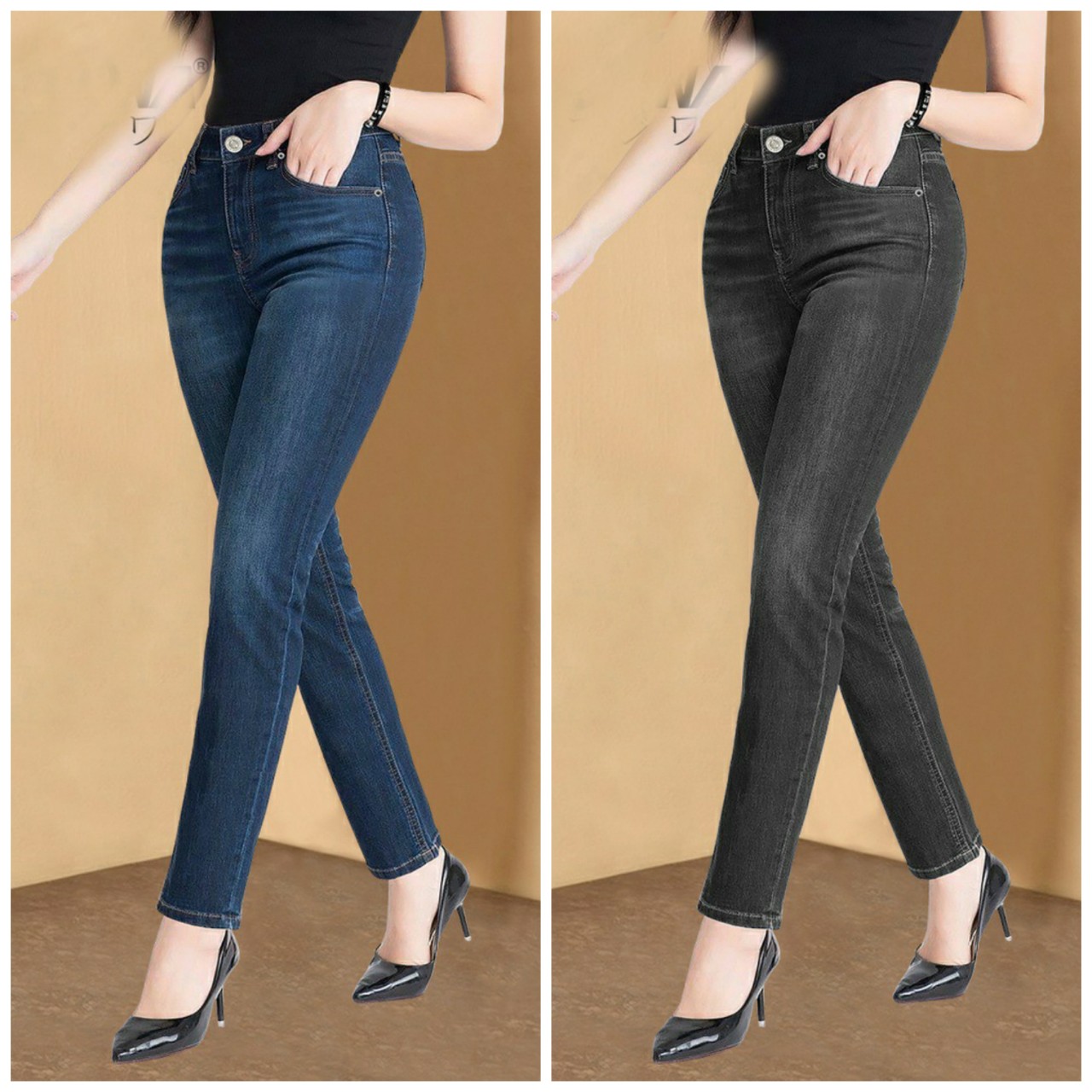 [HCM]Quần Jeans Nữ Quần Bò Nữ Lưng Cao Cotton 100%  Co Giãn 4 Chiều Dáng Skinny Xuất Khẩu Cao Cấp