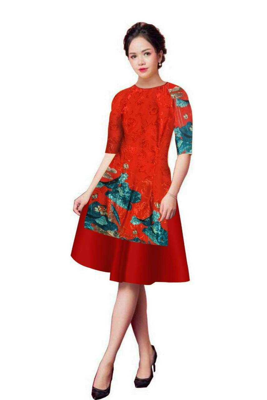 Giá xưởng - áo dài cách tân lụa in 3d