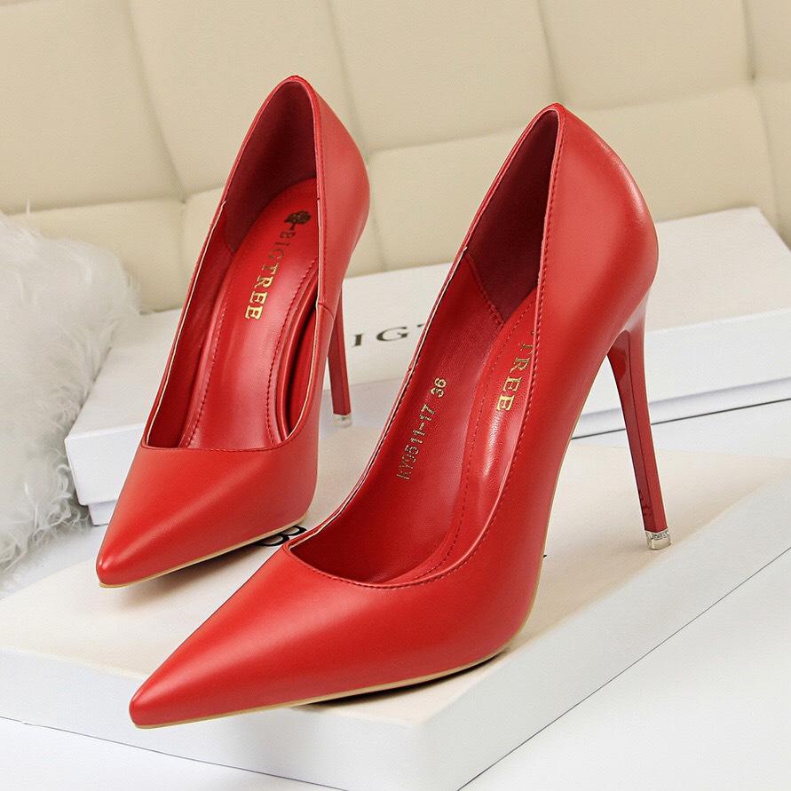 9511-17 high heels Bigtree leather money plain basic, water stick no bubble