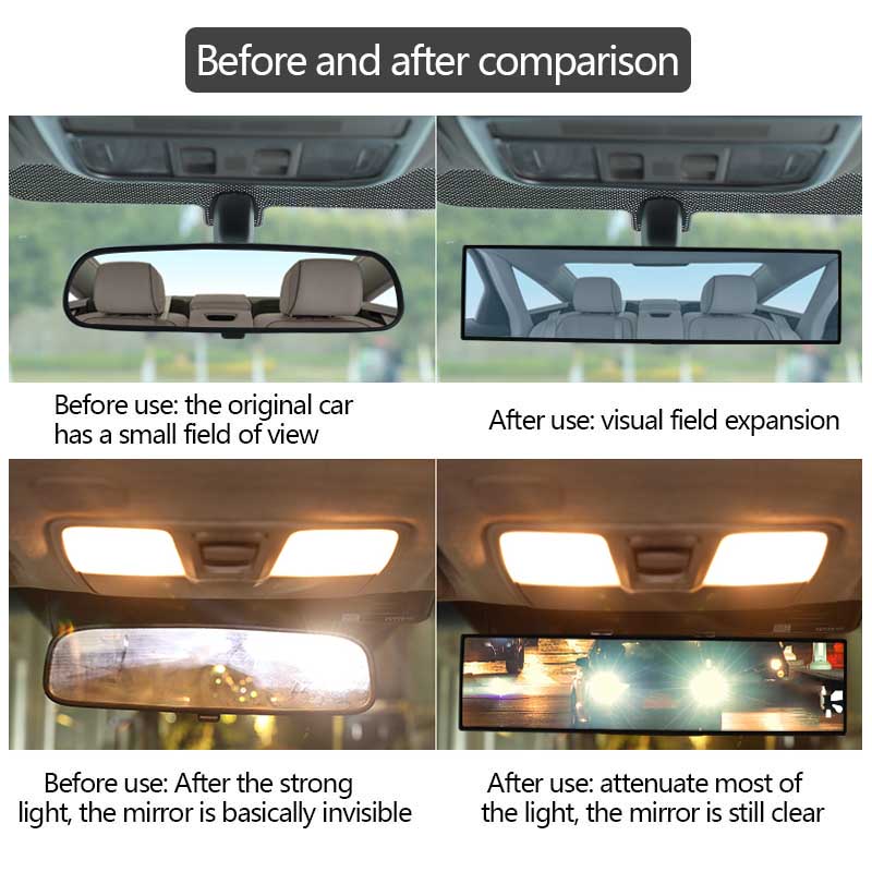 30cm HD Car Rear View Mirror Wide-angle Panoramic Reverse Back Parking Reference
