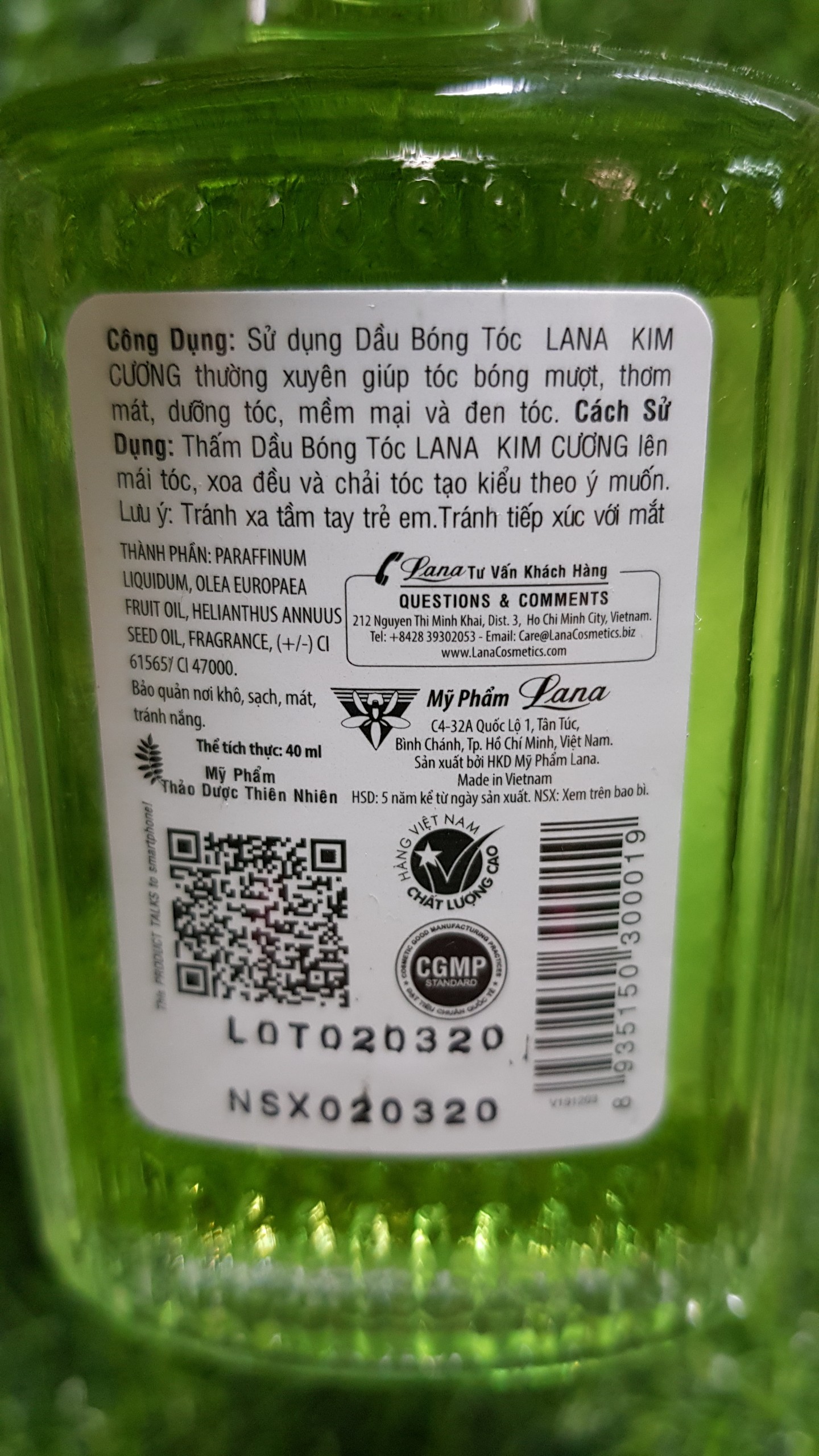 Dầu bóng tóc , dưỡng tóc Lana kim cương 40ml