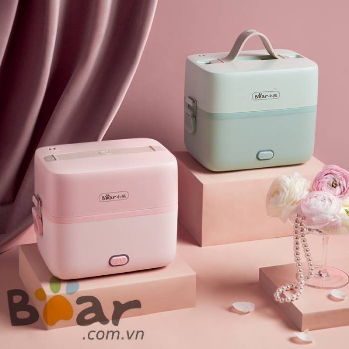 Hộp cơm điện Bear inox 2 tầng 3 ngăn