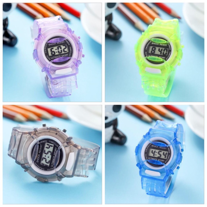 (New) Đồng hồ nữ điện tử dây nhựa dẻo 5 màu sinh động
