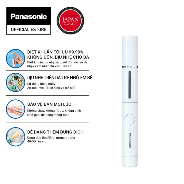 Giá bán Máy xịt diệt khuẩn cầm tay không cồn Panasonic DL-SP006VN-W – Diệt khuẩn tối ưu 99.99% - An toàn cho da, không kích ứng – Sử dụng trên cả đồ vật – Thiết kế nhỏ gọn sang trọng