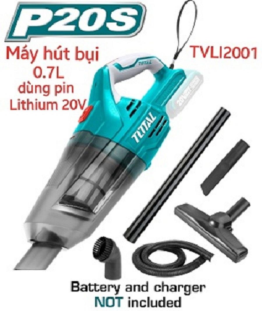 Máy hút bụi dùng pin Lithium 20V TOTAL TVLI2001 (KHÔNG KÈM PIN VÀ SẠC)