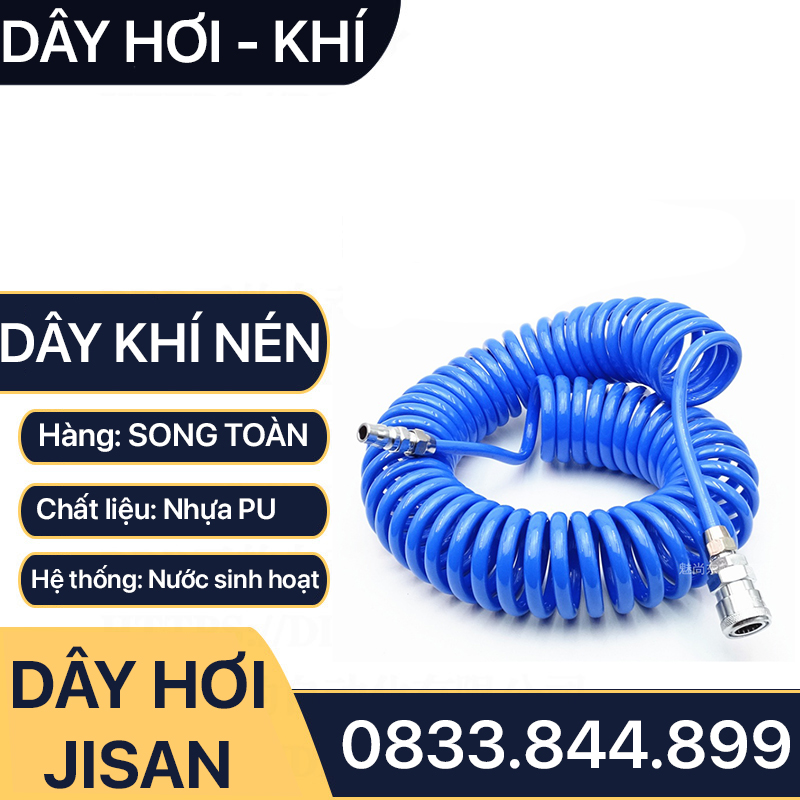 Dây hơi bơm xe, dây xoắn hơi PU Jisan Hàn Quốc 5x8mm