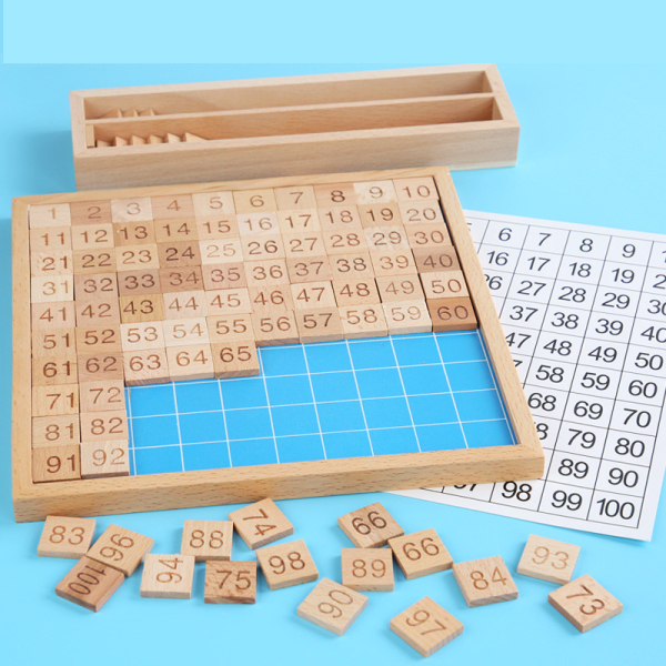 Bảng gỗ số tập đếm từ 1 đến 100 giáo cụ Montessori đồ chơi trẻ em mẫu giáo giáo dục sớm