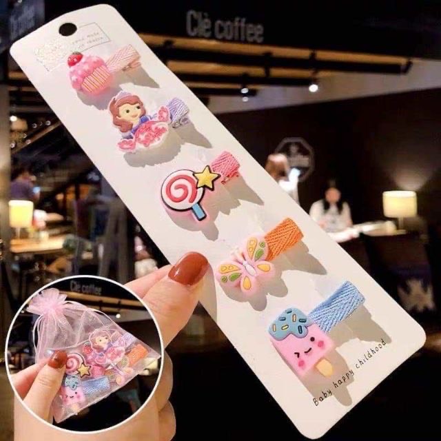Sét 5 kẹp tóc cho bé yêu