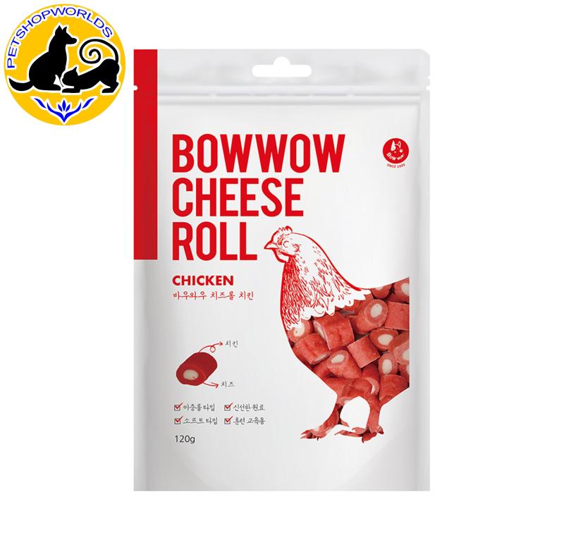 Snack cho chó Phô mai cuộn thịt gà Bowwow 120g