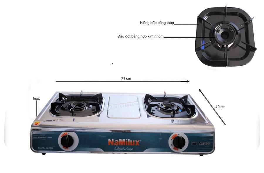 BẾP GAS ĐÔI NAMILUX NA-703 ASM ( KT: 71x40x15mm )