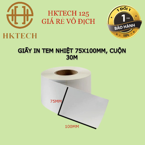 Decal khổ 75x100 mm, giấy in mã vận đơn A7, in tem nhãn cuộn 30m