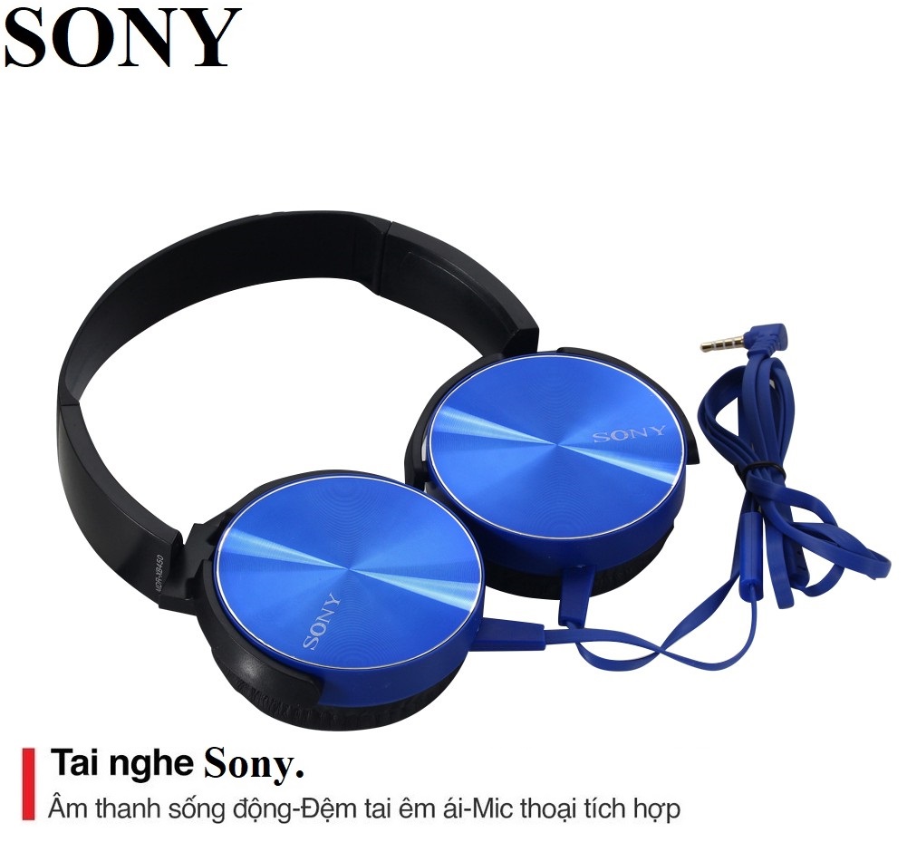 Tai nghe chụp tai SONY có míc hỗ trợ học online và chơi game chính hãng dây 3.5mm chống đứt ( SIÊU BỀN )