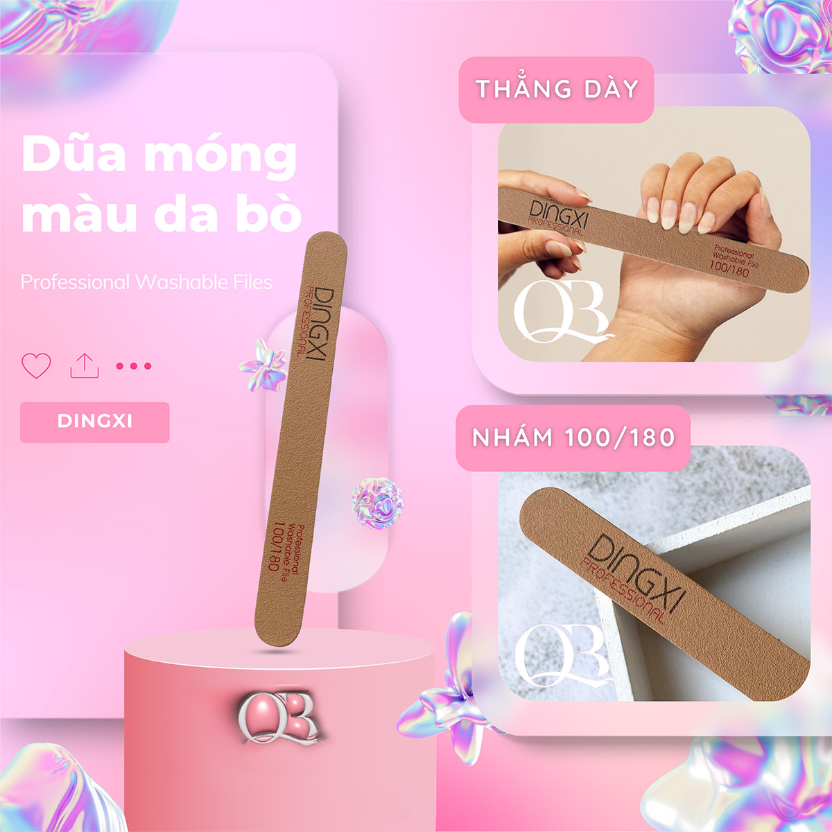 Dũa móng giả da bò Dingxi dũa tạo form móng, dũa phá gel, phá bột