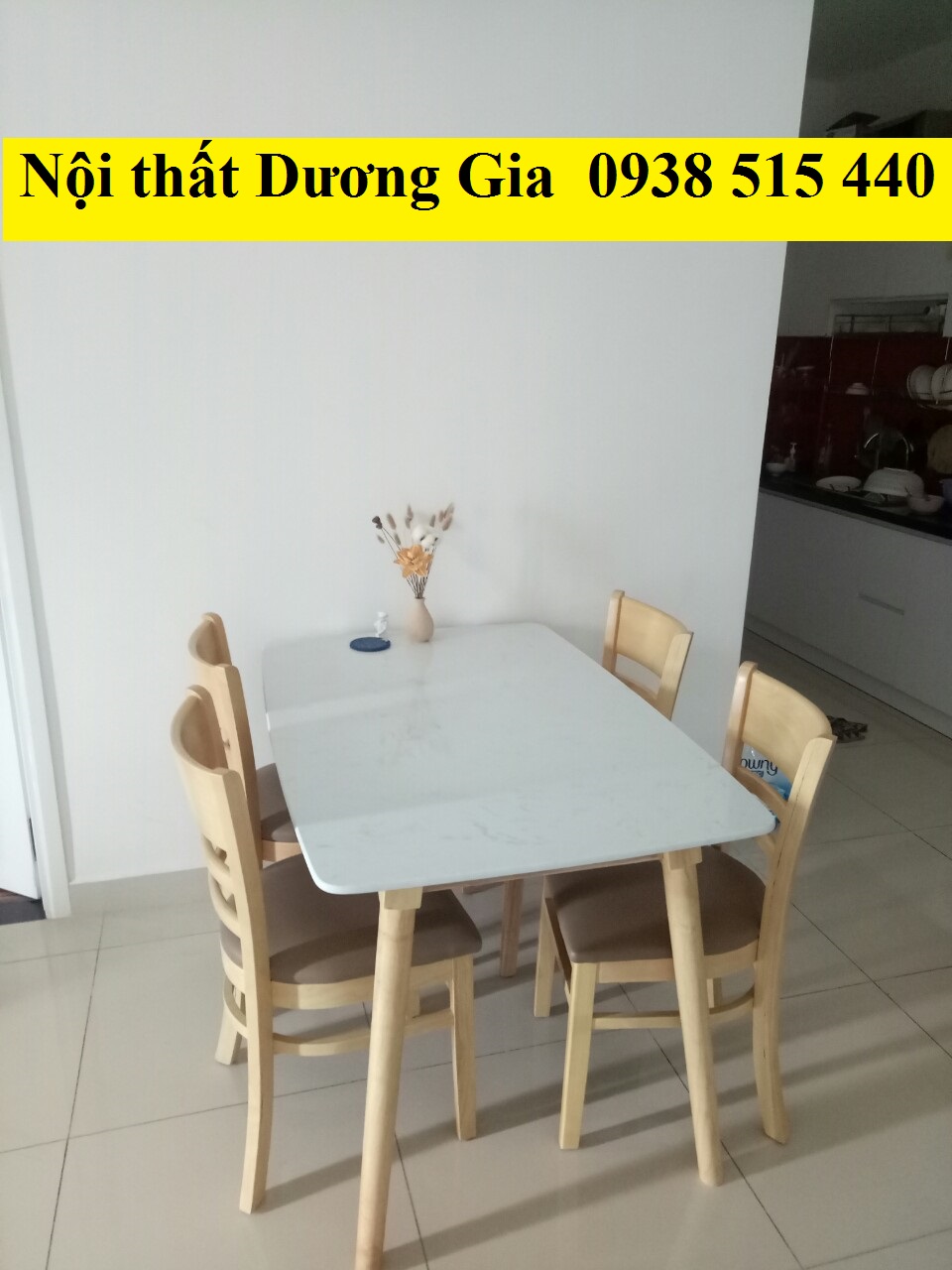 Bộ bàn ăn gia đình 4 ghế mặt bàn giả đá giá tốt tại xưởng HCM