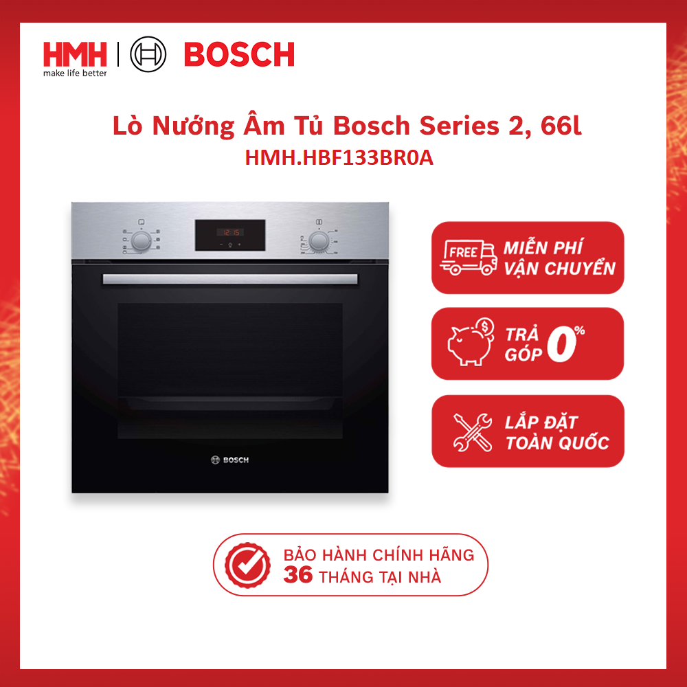 Lò Nướng Âm Tủ Bosch HBF133BS0A 66L, Thép Không Gỉ, Kích Thước 595x548x594mm