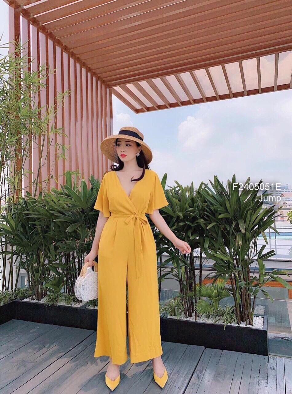 Sét bộ jumpsuit ống rộng cát hàn-QH
