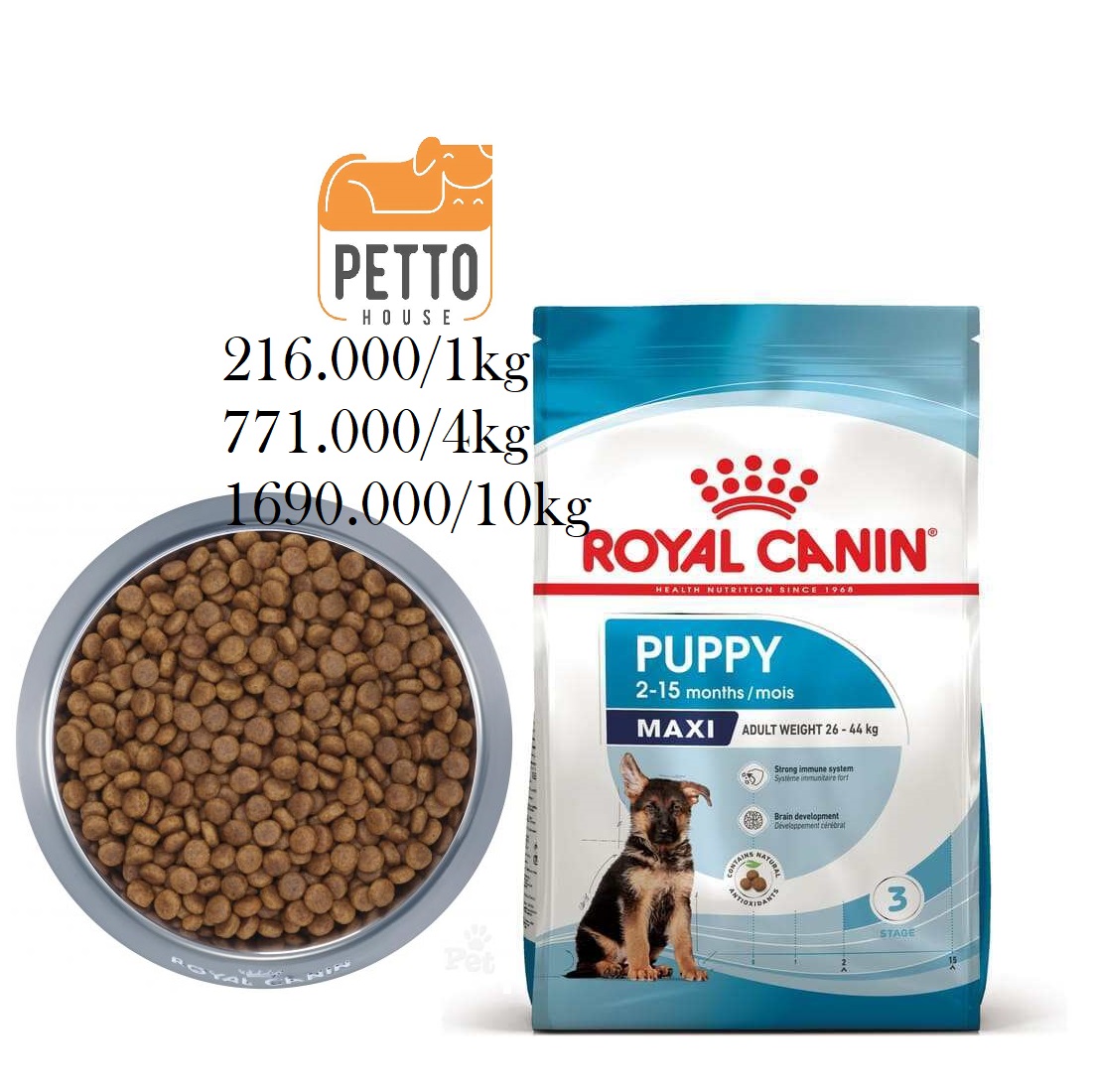 Royal Canin maxi puppy 1kg hạt khô thức ăn cho chó con dưới 15 tháng tuổi sản xuất tại pháp