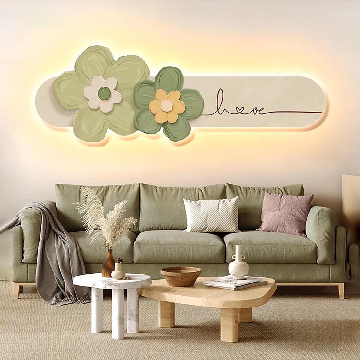 Tranh treo tường phong cách bắc âu, tranh tráng gương tích hợp điện led, phù hợp treo phòng khách, phòng ngủ, cửa hàng