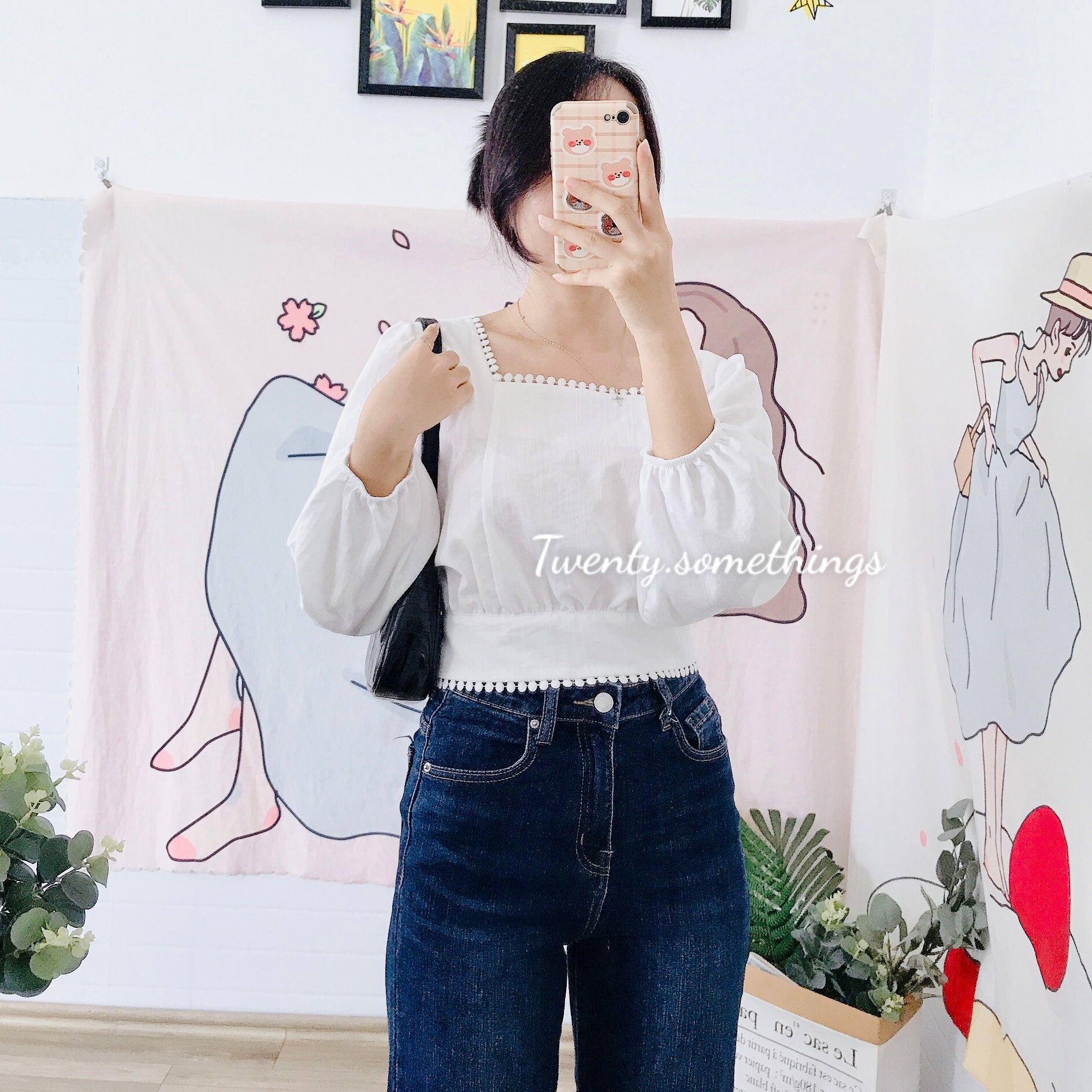 Áo Croptop Thắt Nơ Lưng Phối Ren