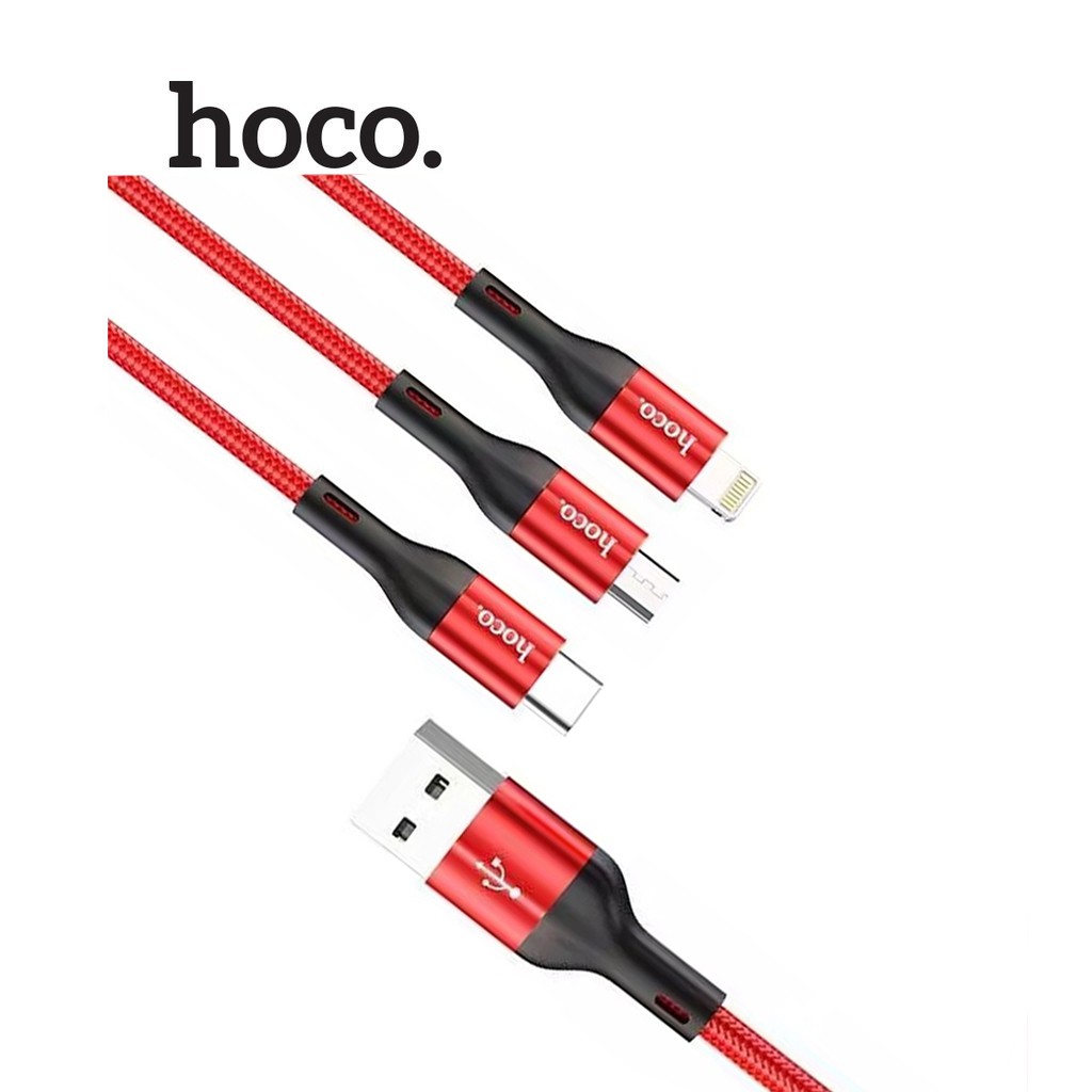 Cáp Sạc Nhanh Hoco 3 Đầu X2 Max 3A Dây Dài 1m
