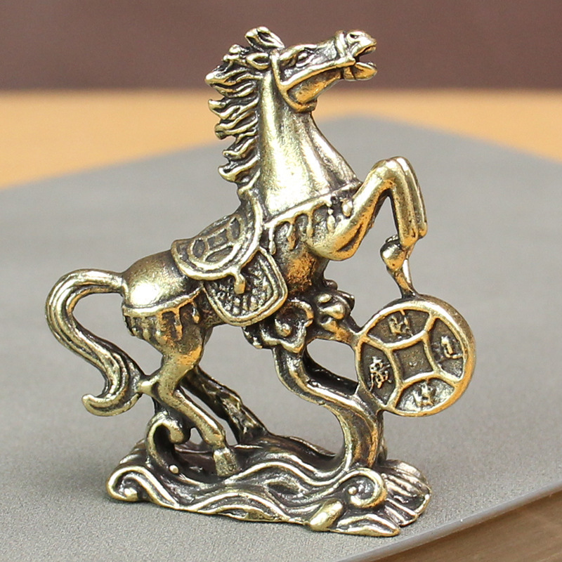 Tượng đồng thau hình ngựa mã đáo thành công - kích thước 5.1cm x 4.7cm
