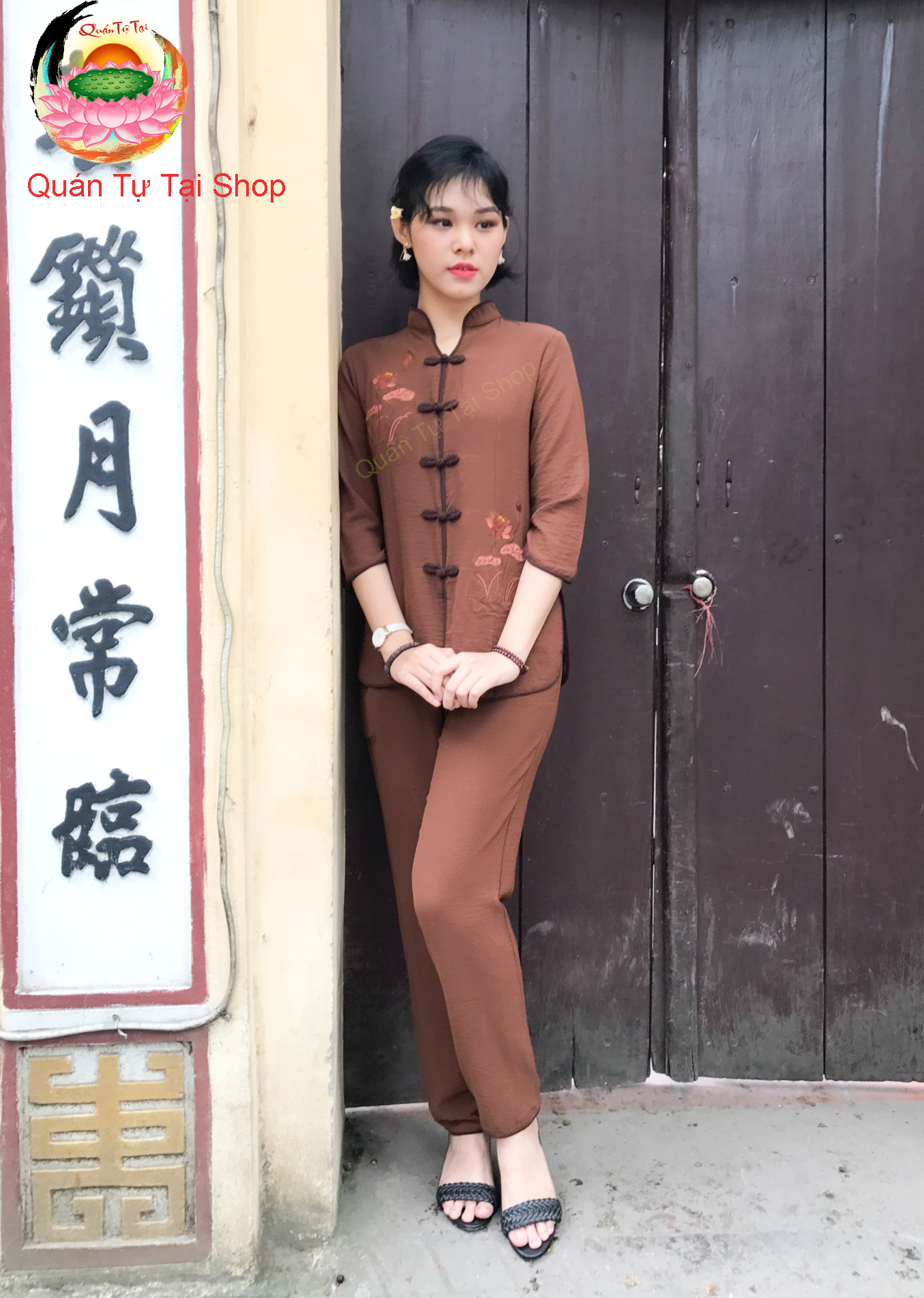 Bộ đồ đi chùa,cổ tàu vải đũi cao cấp