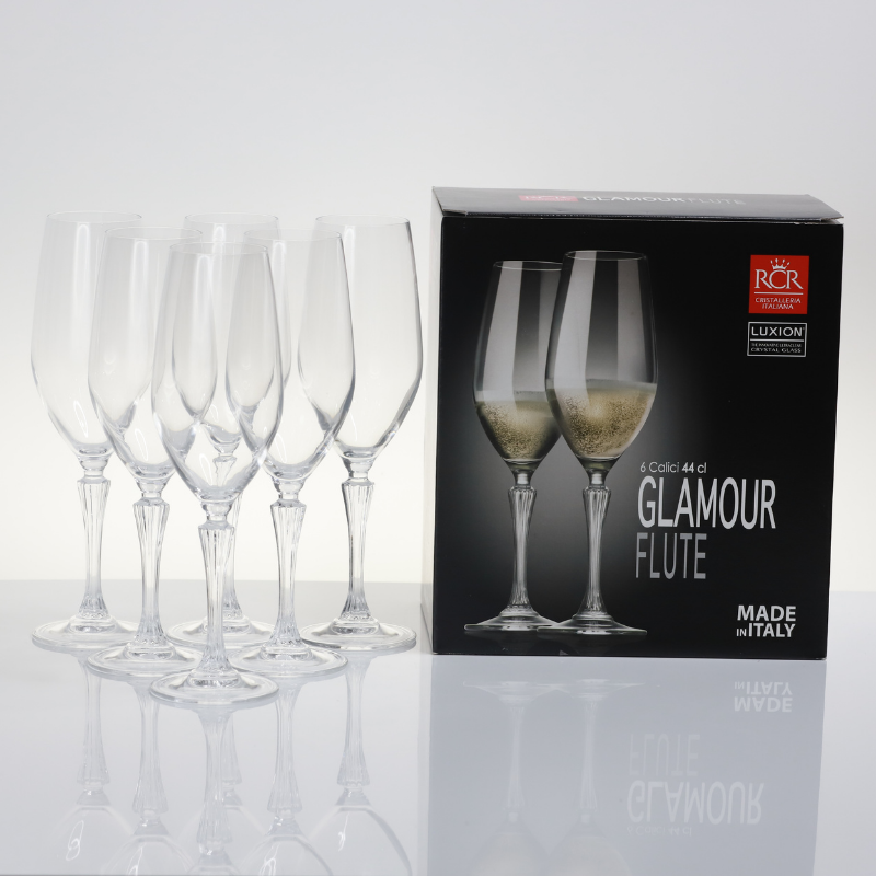 Bộ 6 ly vang rcr glamour flute goblet 440ml italia