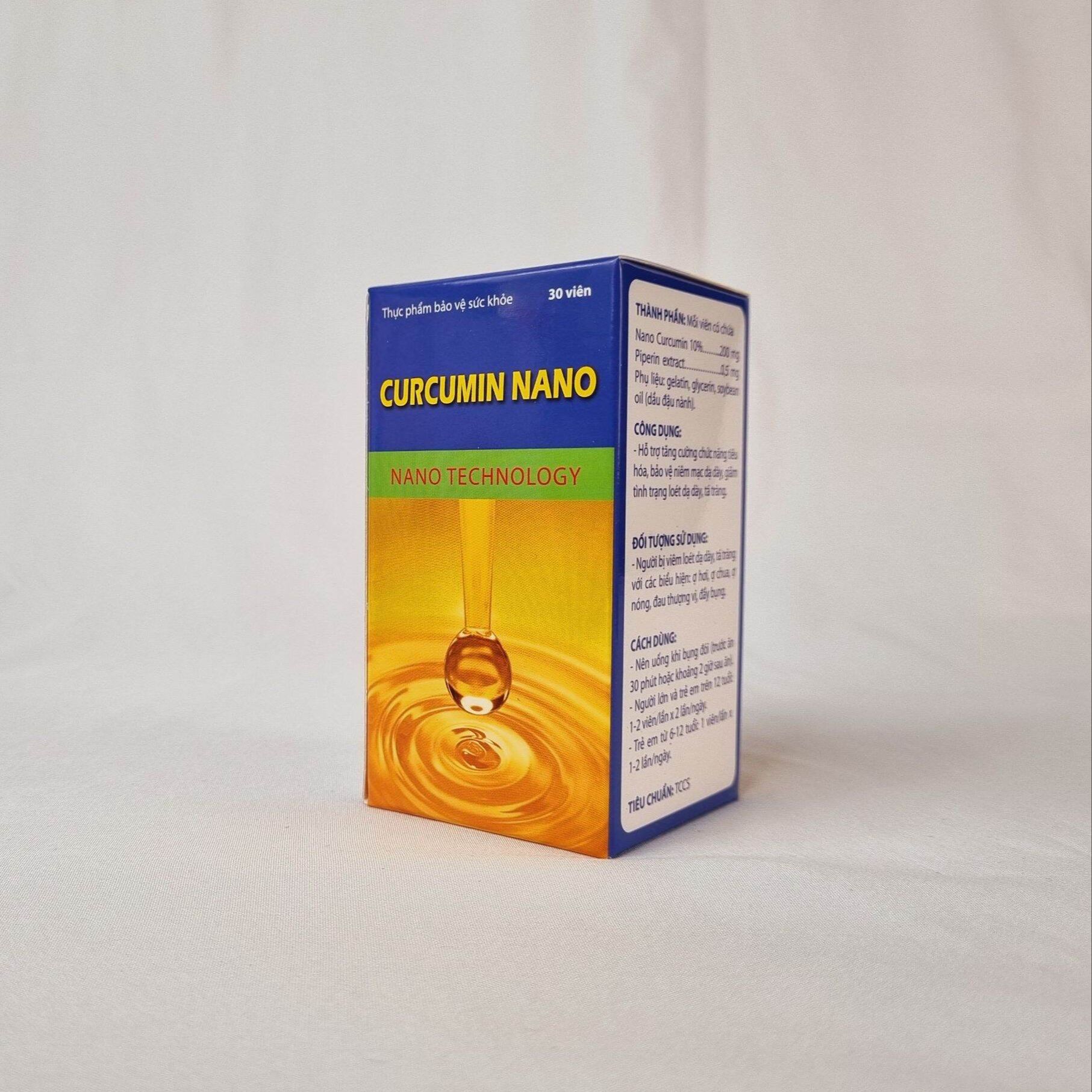Viên Uống Curcumin Nano Chiết Xuất Củ Nghệ Vàng Hỗ Trợ Giảm Đau Dạ Dày, Tá Tràng (Hộp 30 viên)