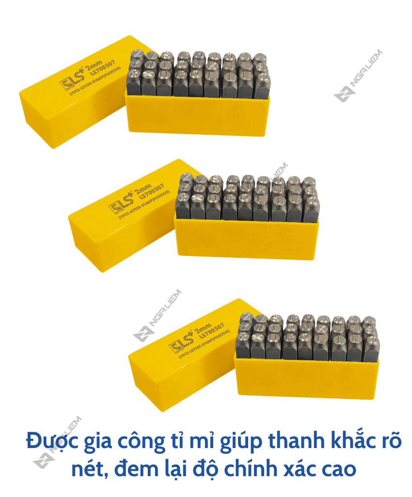 Đóng chữ bộ Xuôi LS+ (27 món) (2mm; 3mm; 4mm; 5mm; 6mm; 8mm; 10mm) (BỘ)
