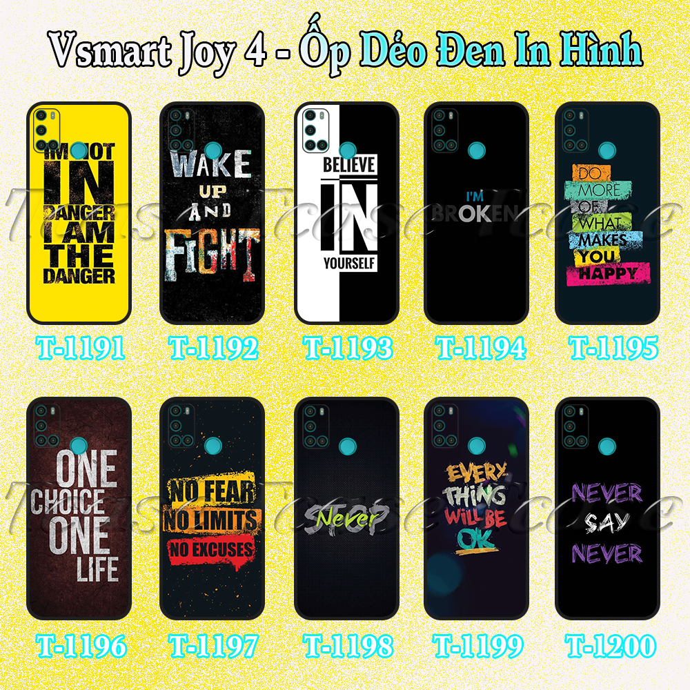 Ốp lưng Vsmart Joy 4 - Ốp dẻo đen in hình Slogan độc