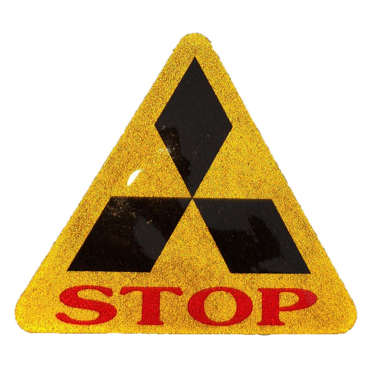 [HCM]1 miếng Sticker phản quang STOP tam giác (màu VÀNG)